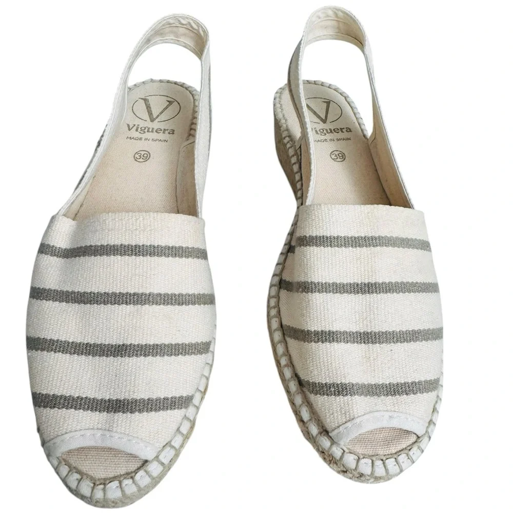 Viguera Spain Espadrille Slingback Wedge Sandals Women’s EU 39 US 8.5 Striped
